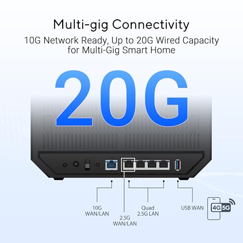 ASUS RT-BE92U BE9700 Tri-Band WiFi 7 Router, Supports New 320MHz Bandwidth & 4096-QAM, MLO, AI WAN Detection, AiMesh Support, Subscription-Free Network Security & Comprehensive VPN Features 4
