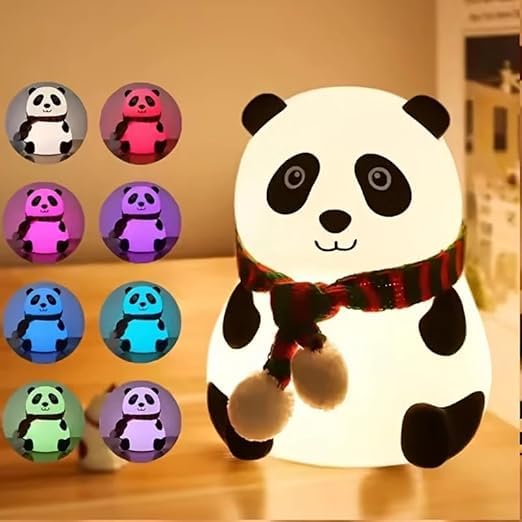 NEUGENZ Cute Panda Night Light, Squishy Lamp for Kids, 7 Color Changing Bedside Lamp for Baby Nursery, Animal Night Light for Bedroom for Girls Boys Toddler Baby(Panda) - Silicone, Led, White 1
