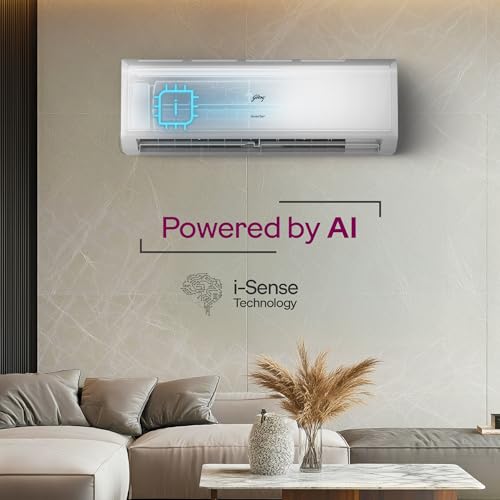 Godrej 1.5 Ton 3 Star Inverter Split AC with 5-in-1 Convertible Cooling| 5 Year Comprehensive Warranty| AI Powered| Heavy Duty Cooling at 52°C| Self Clean Technology (AC 1.5T EC HIC 18Q3TH WA) 2