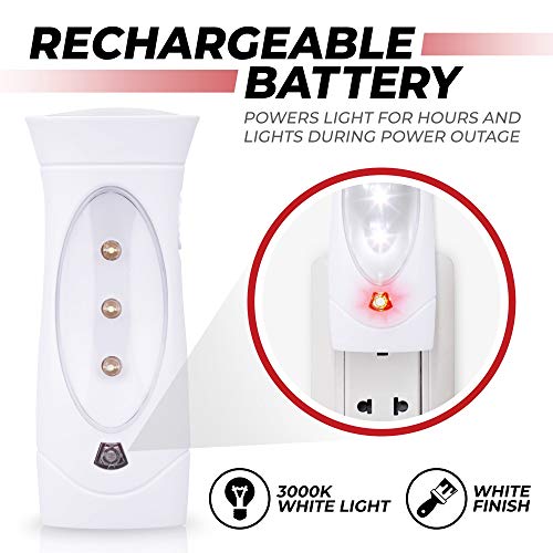 Amerelle LED Emergency Lights For Home Power Failure, 2 Pack – Triple Function Power Failure Light and Plug In Flashlight Combo, With Rechargeable Battery – Be Snow Storm & Hurricane Ready (71134) 6