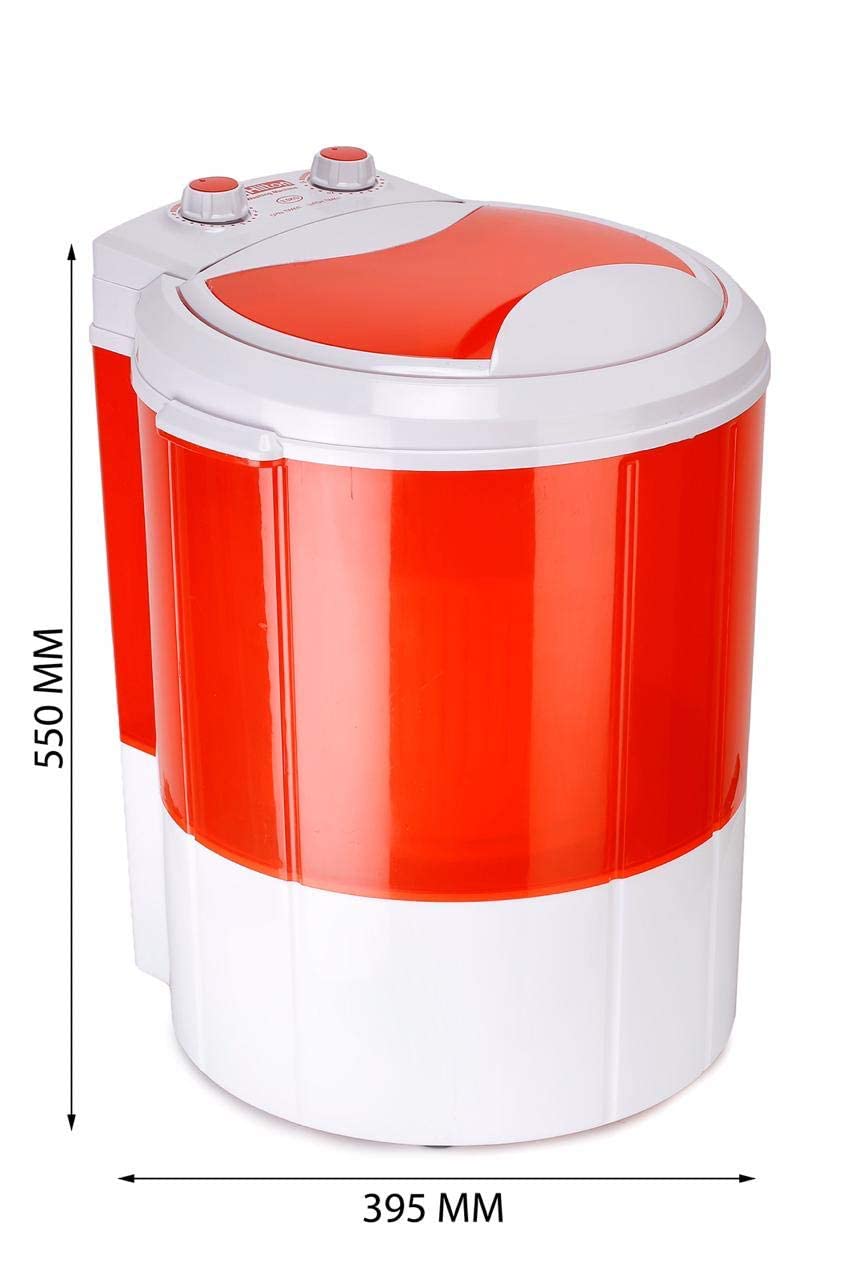 Hilton Electric 3 kg Single-Tub Washing Machine with Spin Dryer Portable Single Tub Washer - The Laundry Alternative Portable Clothes Washer Travel Washing Machine With Spin Dryer. (Berry Red) 4