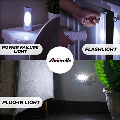 Amerelle LED Emergency Lights For Home Power Failure, 2 Pack – Triple Function Power Failure Light and Plug In Flashlight Combo, With Rechargeable Battery – Be Snow Storm & Hurricane Ready (71134) 5