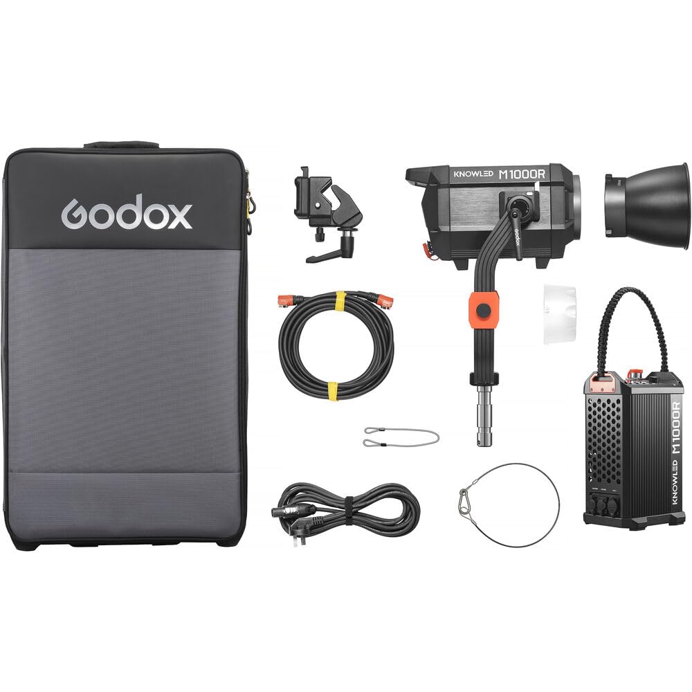 GODOX KNOWLED M1000R RGB LED Monolight Kit – 1000W High-Power Full-Color Video Light, CRI 96+ TLCI 96+, 14 FX Modes, DMX/APP/Remote Control, for Film, Studio, and Broadcast Lighting 1