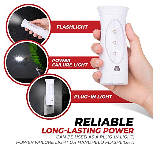 Amerelle LED Emergency Lights For Home Power Failure, 2 Pack – Triple Function Power Failure Light and Plug In Flashlight Combo, With Rechargeable Battery – Be Snow Storm & Hurricane Ready (71134) 2