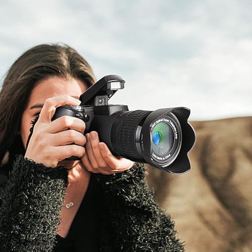 Monitech DSLR Cameras 33MP Digital Camera FHD 1080P Video Camera Auto-Focus Digital Cameras for Photography 24X Digital Zoom Vlogging Camera for YouTube with Tripod and 3 Lenses 6