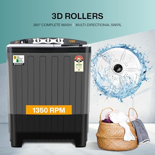 VW 7.5 kg 5 Star Aqua Spin Semi Automatic Top Load Washing Machine AquaSpin0075P (Black) 2