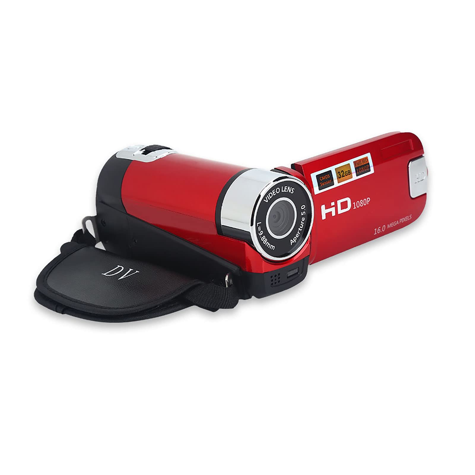 Digital Camcorder, Full HD 270° Rotation 1080P 16X High Definition Video DV Camera Professional Shooting Video Camera for Home Party Outdoor Picnic Camping(red, U.S. regulations) 1