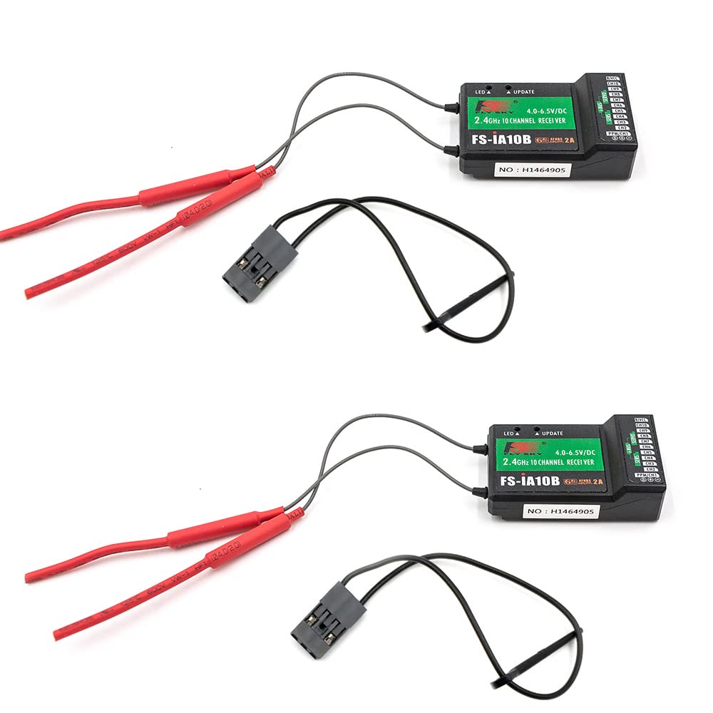 Flysky FS-iA10B Dual Antenna 10CH RC Receiver PPM Output Compatible for FS-I4 FS-I6 GT2E GT2G FS-I10 FS-I6S TH9X FS-CT6B GT3C CT3C FS-I4 FS-IT4S Transmitter (2PCS) 1