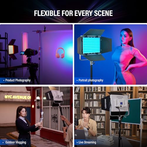 Godox Litemons LP600R RGB LED 2-Light Kit with 4-Pack NP-F970 Batteries & Chargers, 60W Full Color Light Bundle, 1800-10000K, 2 Light Stands & Case, Portable Dual Battery Power for Video Recording 5