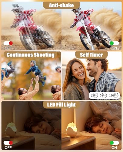 2025 New Digital Camera, 56MP FHD 1080P for Kids with 16x Digital Zoom Anti Shake, Face Detect, Smile Capture, 32GB TF Card, Battery, Lanyard, a Great Gift for Boys & Girls（Black） 6