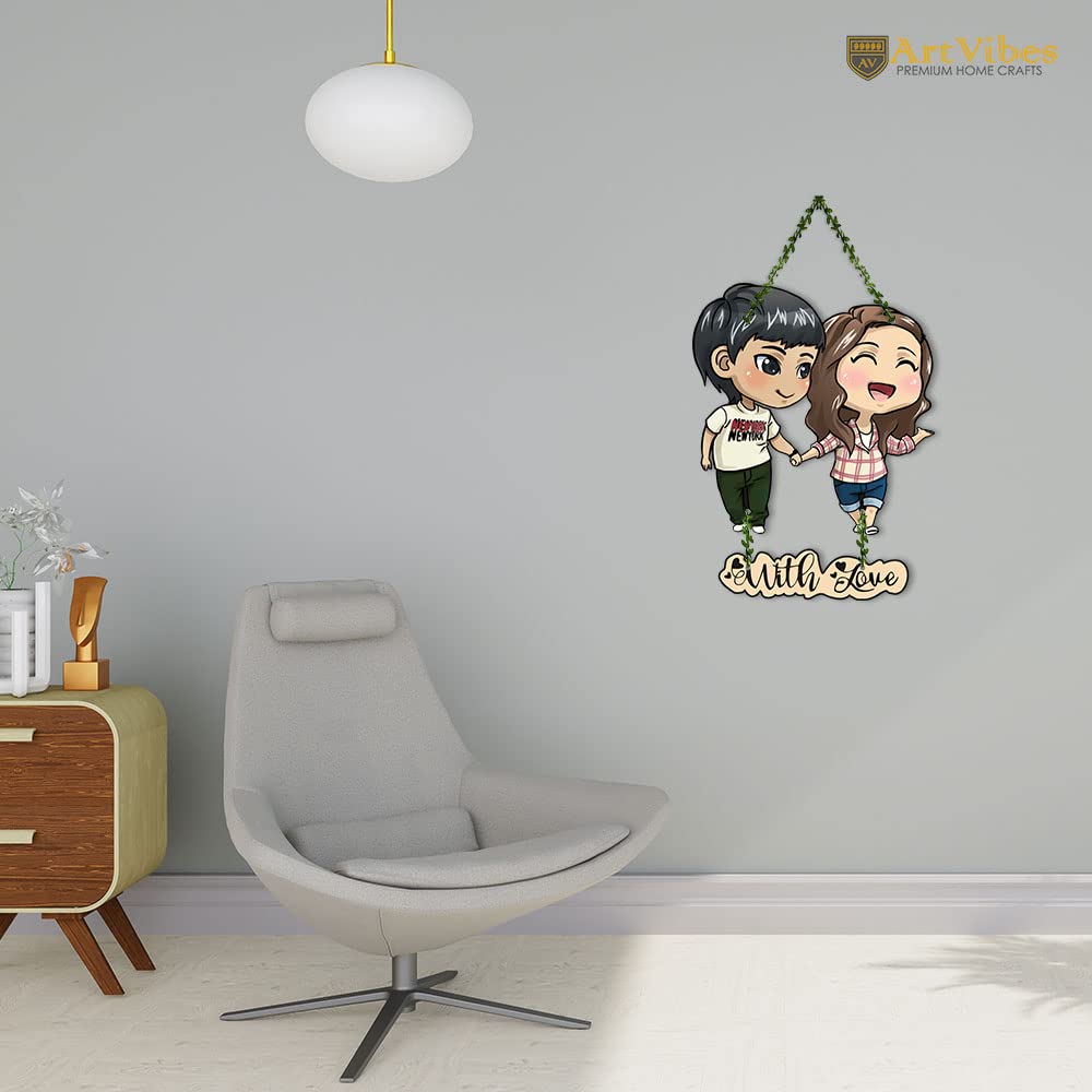 Artvibes Couple Wall Hanging For Home Decor | Couple Gifts For Valentine's Day | Items For Girlfriend Boyfriend Husband Wife | Livingroom Decoration | Art Piece For Bedroom (Wh_8306N) (Multi 12) 3