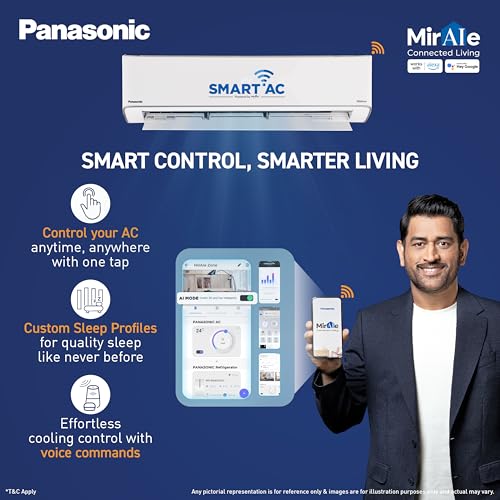 Panasonic 1.5 Ton 3 Star New Star Rated Hot & Cold Wi-Fi Inverter Smart Split AC (Matter/MirAIe, AI, -10~55°C Oper., Copper Condenser, 8in1 Convertible, 4-Way, PM 0.1 Filter, CS/CU-EZ18CKYXFM,White) 5