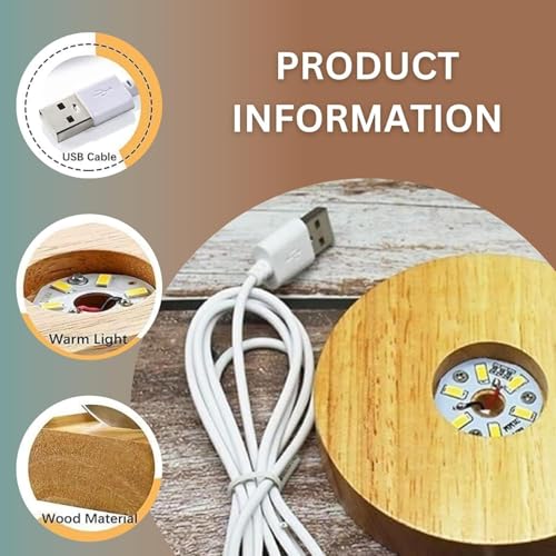 Desidiya Love 3D Crystal Ball Night Light with LED Wooden Stand, Room Decor Glass Sphere Light for Home Decoration Gifts for Women Men Dad Mom Kids Girlfriend 5