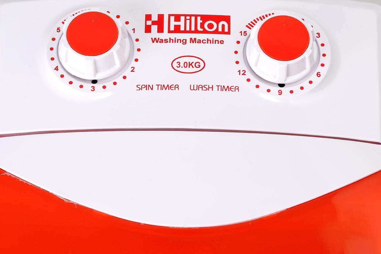 Hilton Electric 3 kg Single-Tub Washing Machine with Spin Dryer Portable Single Tub Washer - The Laundry Alternative Portable Clothes Washer Travel Washing Machine With Spin Dryer. (Berry Red) 3