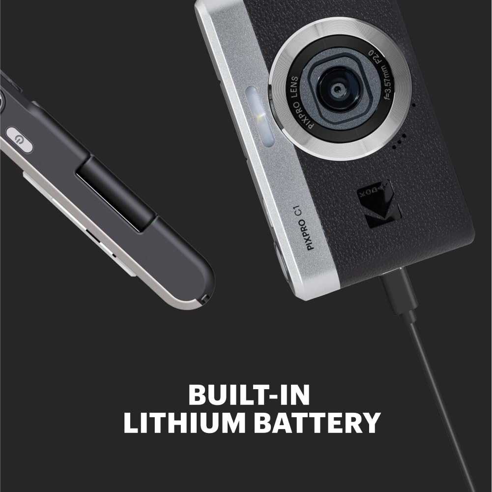 KODAK PIXPRO C1 Friendly Zoom Digital Camera - 13MP Compact Point and Shoot with 2.8” 180° Tilt LCD Flip Screen, Retro Vintage Design with 4X Zoom and 1080P Full HD Video for Travel, Vlogging, Black 5