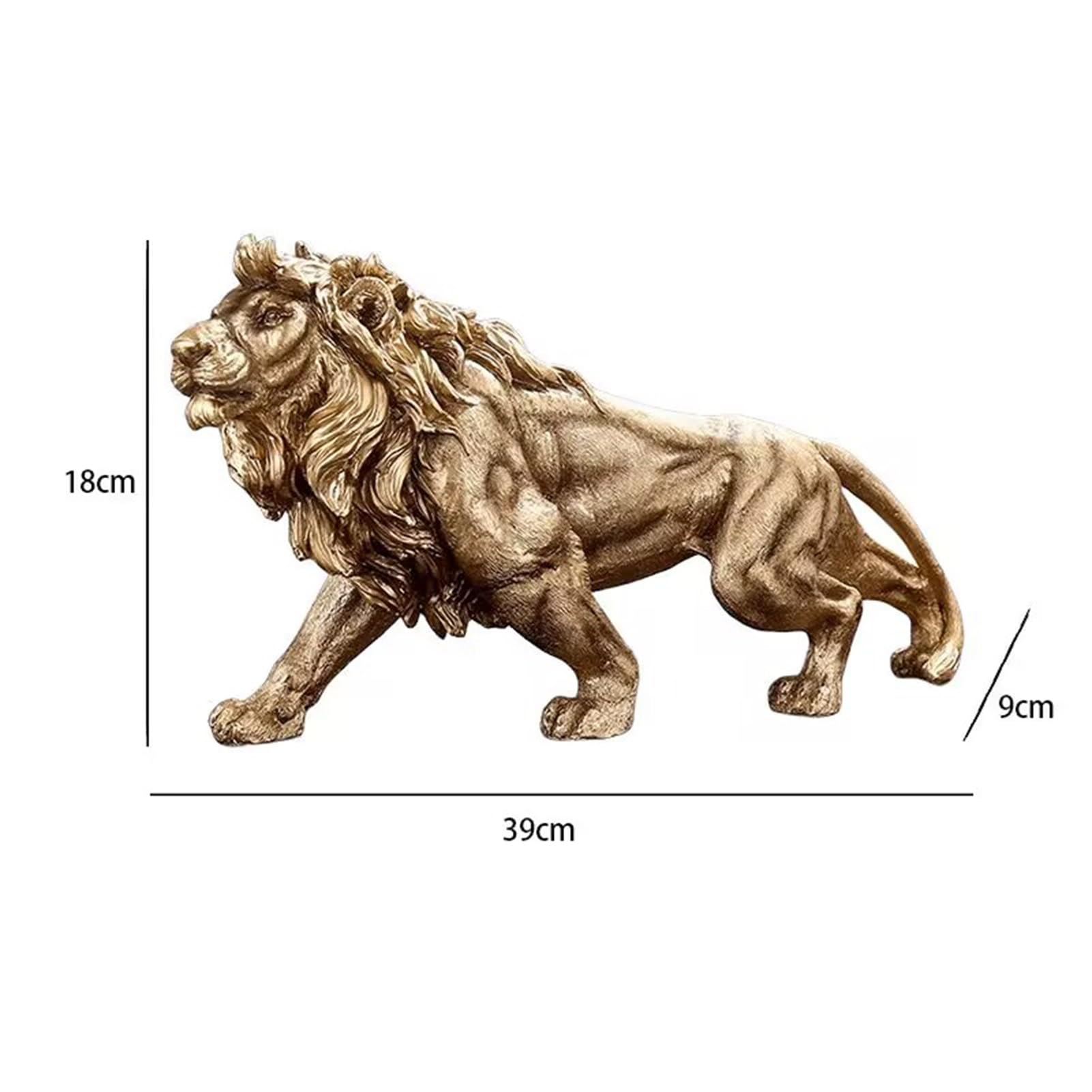 DUOAZJL Art Statue - 15 Inch Strong Lion Statue Figurine Sculpture Resin Collectible Gifts for Lion Lover Office Home Decor Desk Accessories Decoration Garden Figurines Outdoor Decor 3