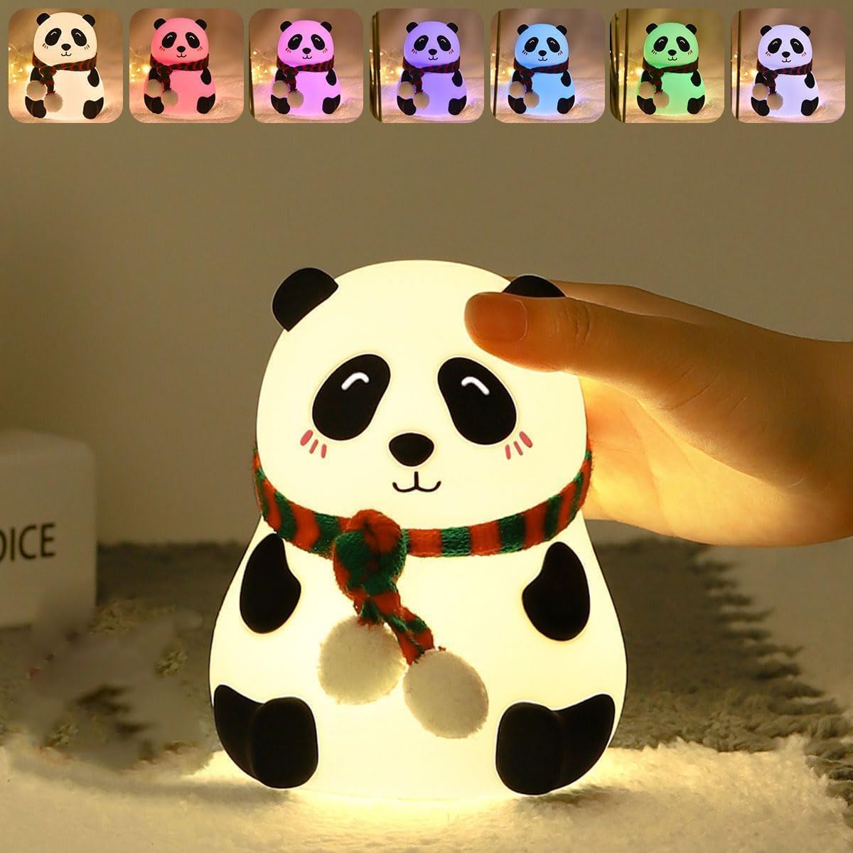 One94Store Rechargeable Silicone Panda Night Light for Kids | 7-Color LED Changing Lamp |Adorable Room Decor & Gift for Toddlers, Teens, & Valentine's Day Present|Soft BPA-Free Nightlight| Multicolour 1