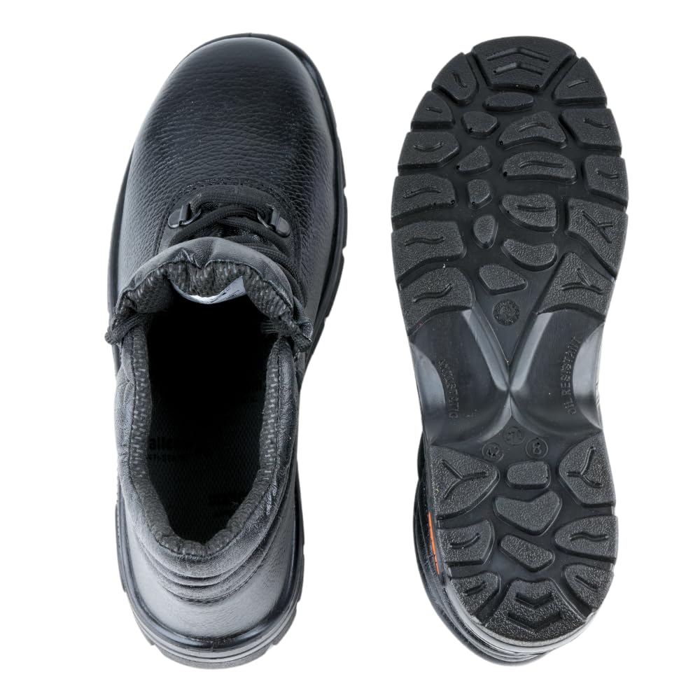 Tiger Leopard Black Leather Barton Print ISI Marked Safety Shoe for Men Industrial with Steel Toe Cap High Ankle Single Density Direct Injected PU Sole (Black, S1) (Numeric_5) 4