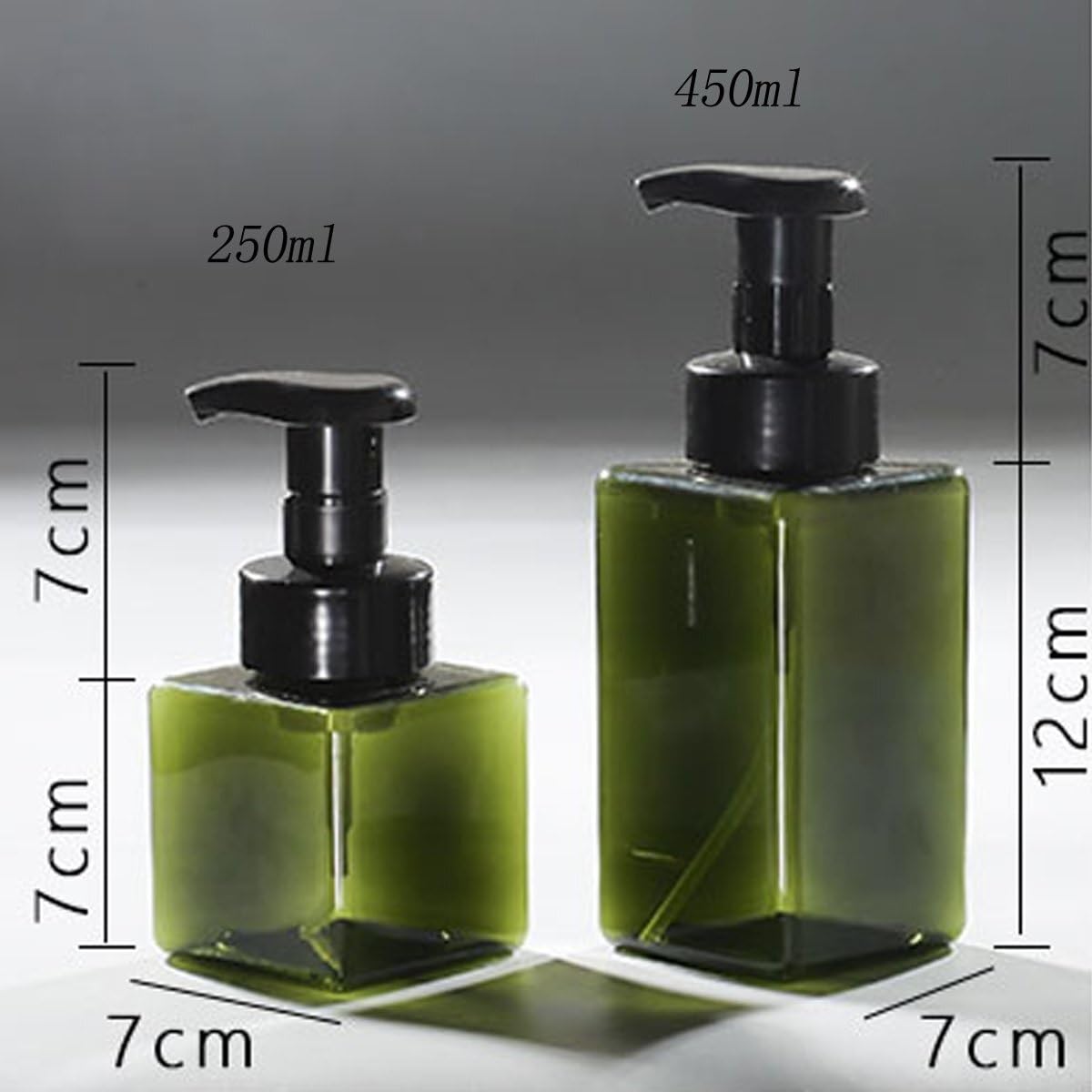 Foaming Soap Dispensers Pump-Bottles for Kitchen, Bathroom Countertop and Vanities 250 ml(8.5 oz) +450 ml (15.1oz) Pack of 2(Transparent Blue) 3