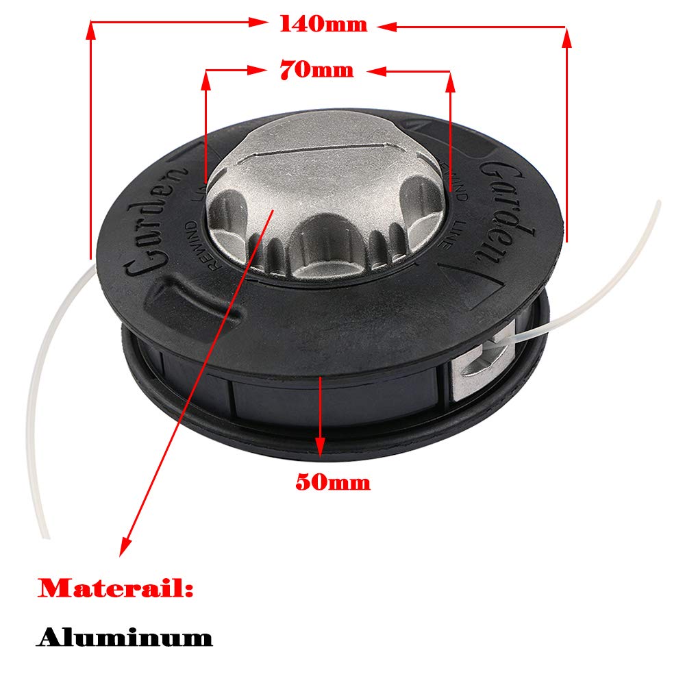 BGTOOL Alloy Universal Twister Bump Feed Line Trimmer Head Whipper Brush Cutter Brushcutter, Thread Size M10x1.25 Left Hand Lawn Mower 3
