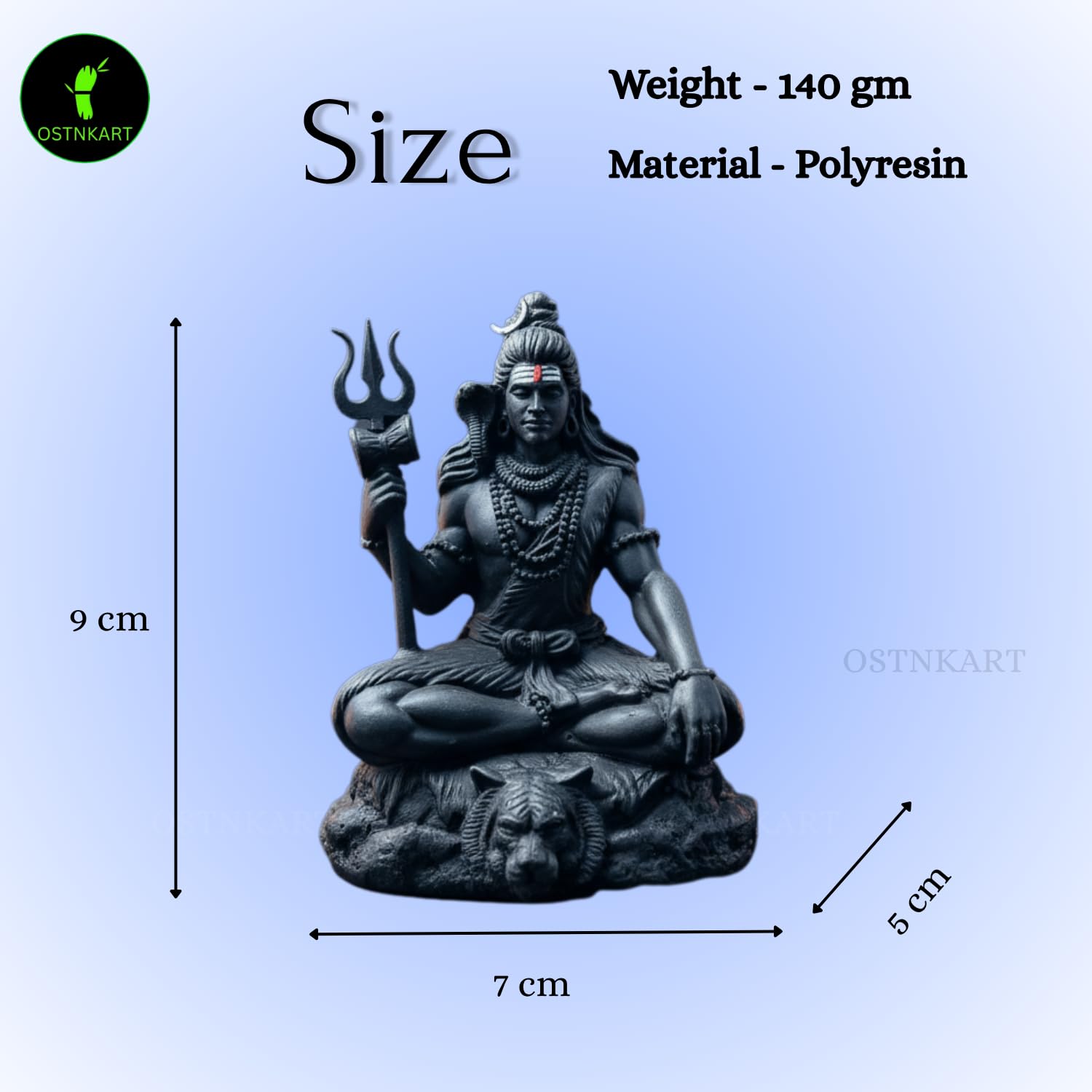 OSTNKART Shiva Statue Car Dashboard Idol 3.5 Inch Black, Resin Shiv Ji for Birthday,Annivesary, Home & Office Pooja Room,Living Room Show Piece New House Warming Gift (Size: L-7 x W-5 x H-9 cm) 4