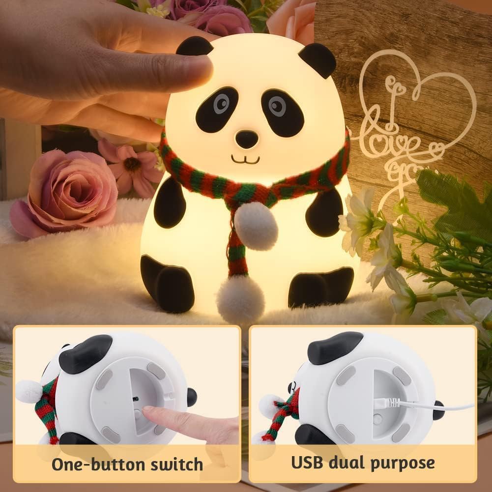 One94Store Rechargeable Silicone Panda Night Light for Kids | 7-Color LED Changing Lamp |Adorable Room Decor & Gift for Toddlers, Teens, & Valentine's Day Present|Soft BPA-Free Nightlight| Multicolour 5