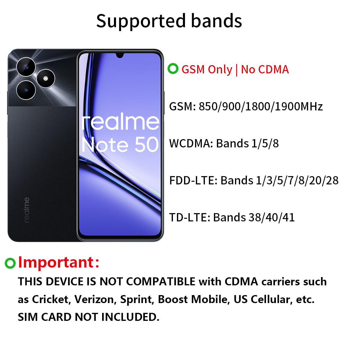 realme Note 50 Unlocked Dual-SIM Android Smart Phone, 6.74" LCD 90Hz Vivid Display, 3+64GB, 5000 mAh Battery, 13MP AI Camera, Midnight Black 4