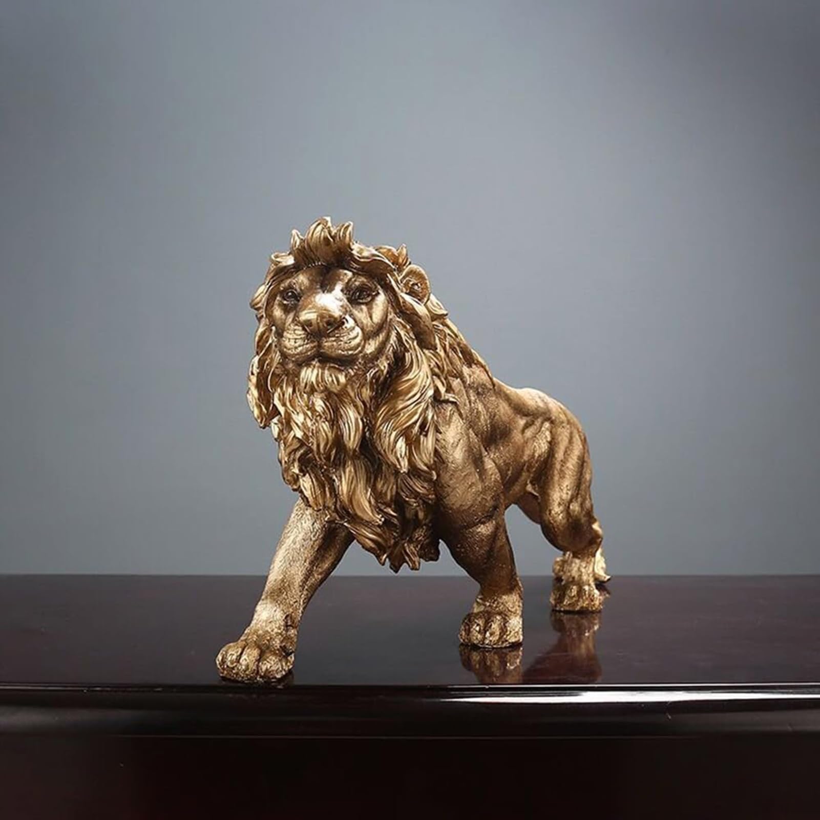 DUOAZJL Art Statue - 15 Inch Strong Lion Statue Figurine Sculpture Resin Collectible Gifts for Lion Lover Office Home Decor Desk Accessories Decoration Garden Figurines Outdoor Decor 4