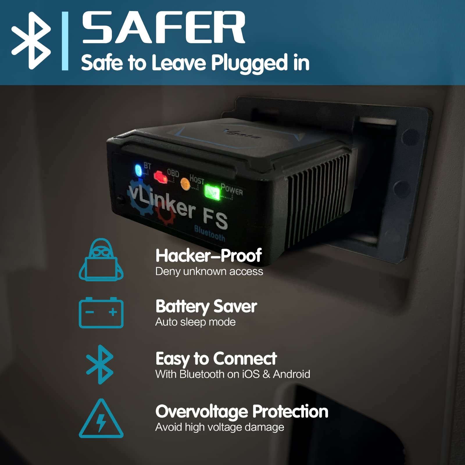 Vgate vLinker FS Bluetooth OBD2 Diagnostic Scan Tool, OBDII Car Code Reader for iOS, Android & Windows 3