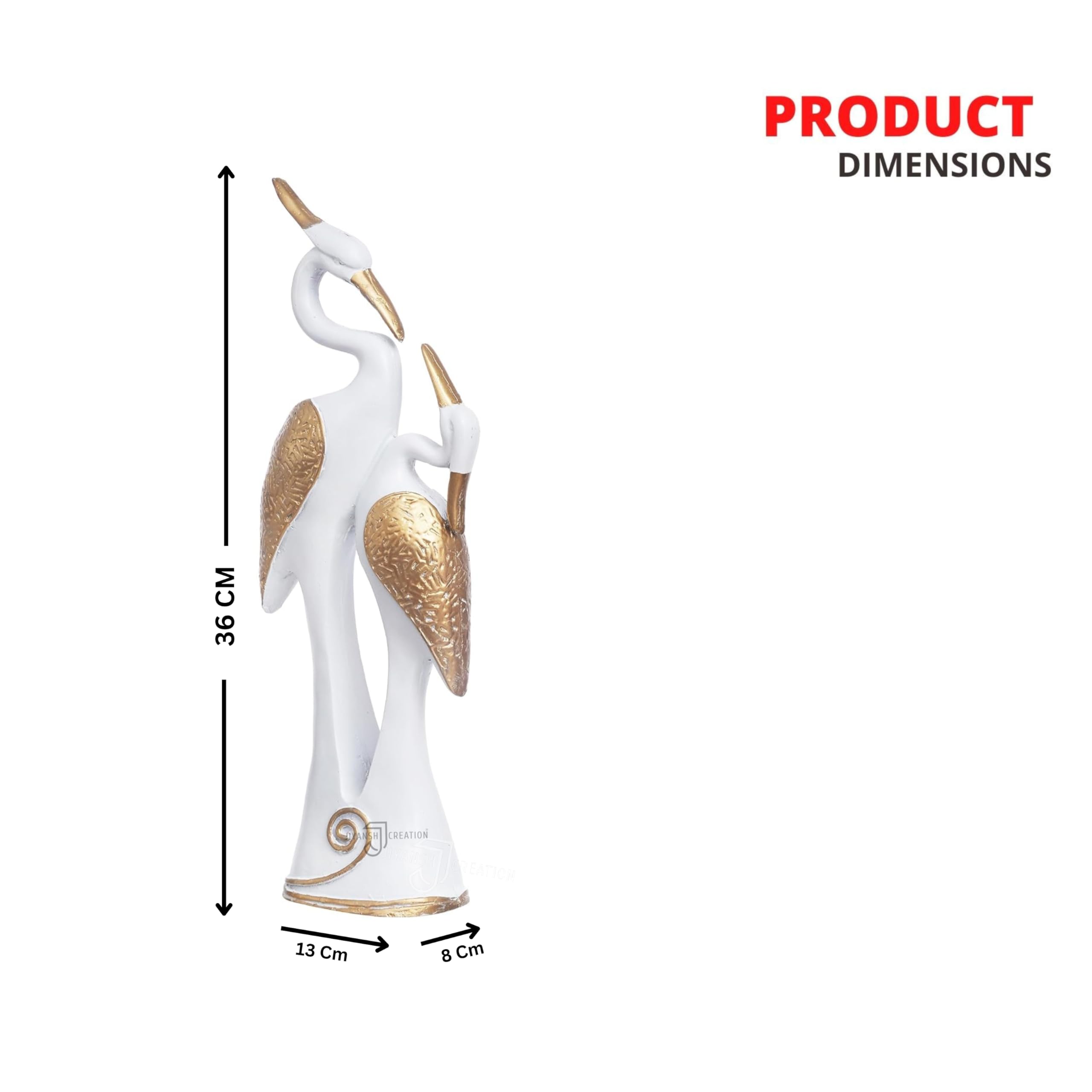 J JIYANSH CREATION Lucky Kissing Duck Swan Pair Showpiece for Home Decor | Living Room (White) 4