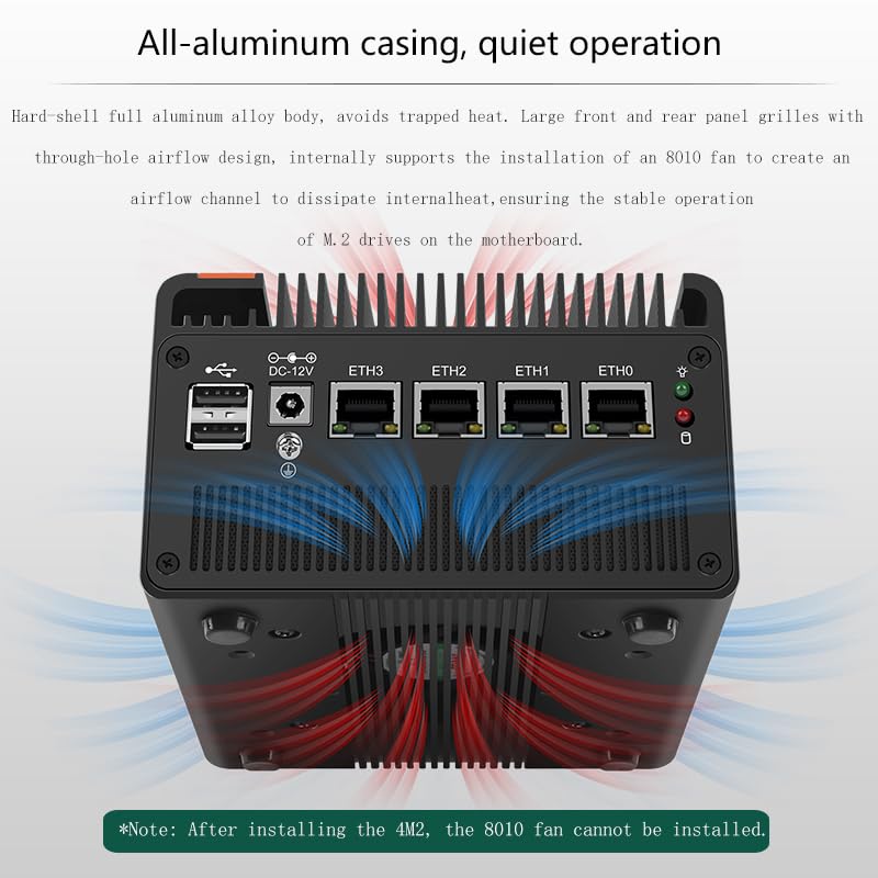 oaknode Firewall Appliance 10GbE Mini PC with SFP+, Intel Alder Lake N100 (4C/4T) 4xIntel I226-V 2.5GbE 2*Intel 82599ES 10GbE Firewall LTE Router Support AES-NI (N355, NO RAM NO ROM) 6