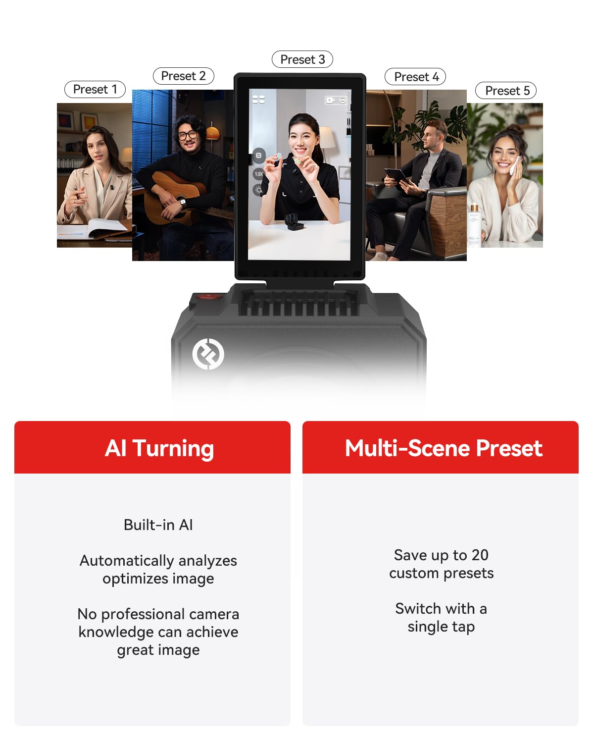 Hollyland VenusLiv Air Live Streaming Camera,1/1.3" CMOS/F1.05 Custom Lens,4K30p/UVC/HDMI Video Output,Built for 24/7 Streaming,AI Tuning/Green Screen/Image Overlay/Skin Beauty/Color Correction 6