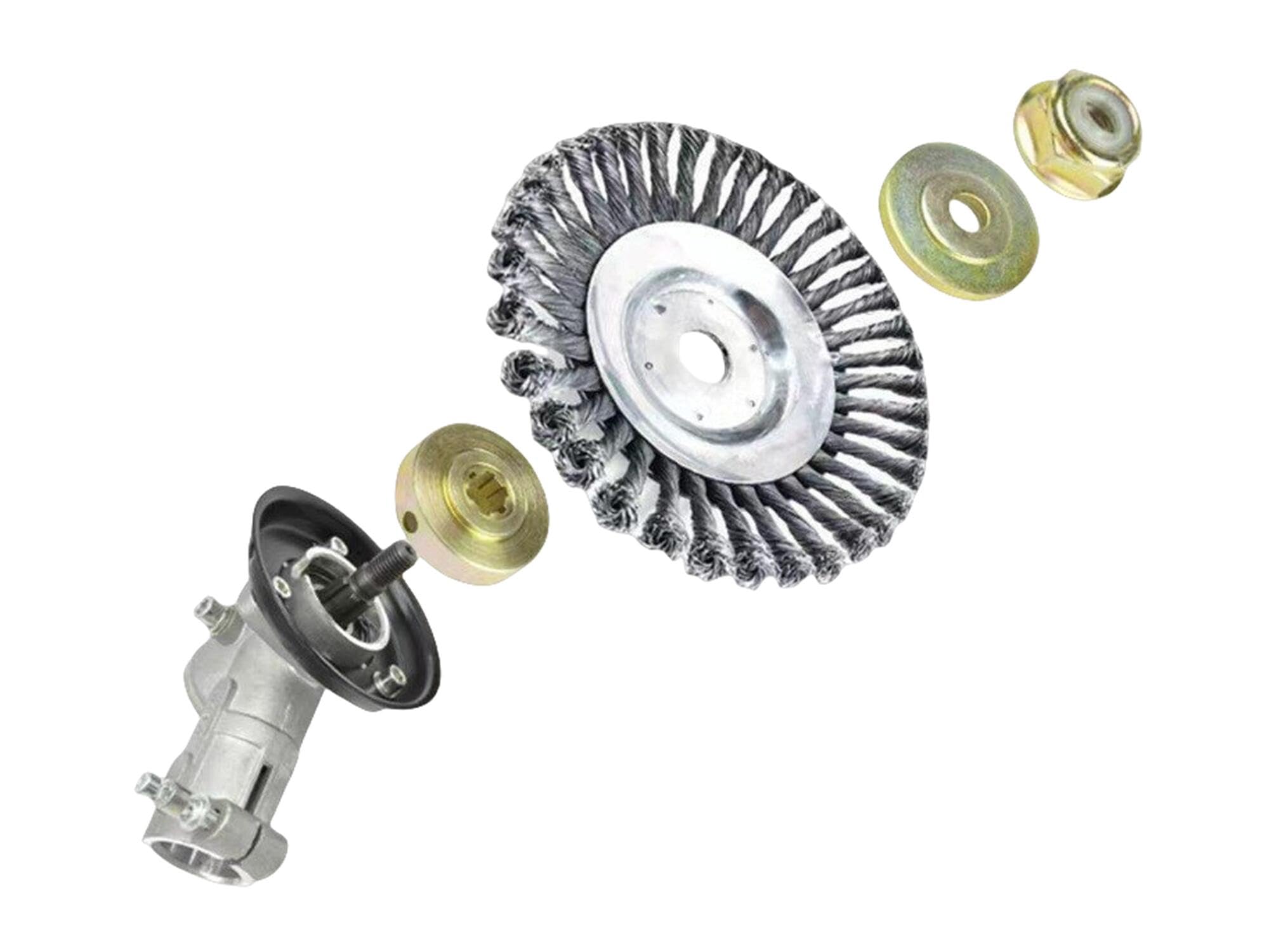 hauertzx 8 Inch Steel Wire Rotary Brush Cutter Trimmer Head with Universal Adapter 8pcs Kit Compatible for Husqvarna, Stihl Weed Blade Cutter, Gardening Lawnmower, Silver 5