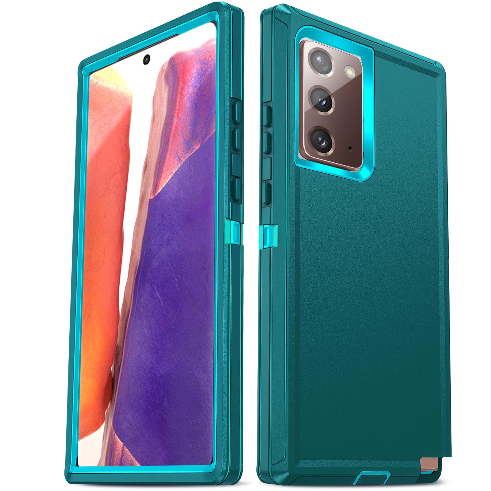 LeYi Compatible for Samsung Galaxy Note-20 Case[𝐍𝐨𝐭 𝐅𝐢𝐭 Note 20 Ultra]: Samsung Note 20 Case, Military Grade Protection, 3 in 1 Full Body Shockproof Drop Cell Phone Cover Funda Note20, Teal Blue 1
