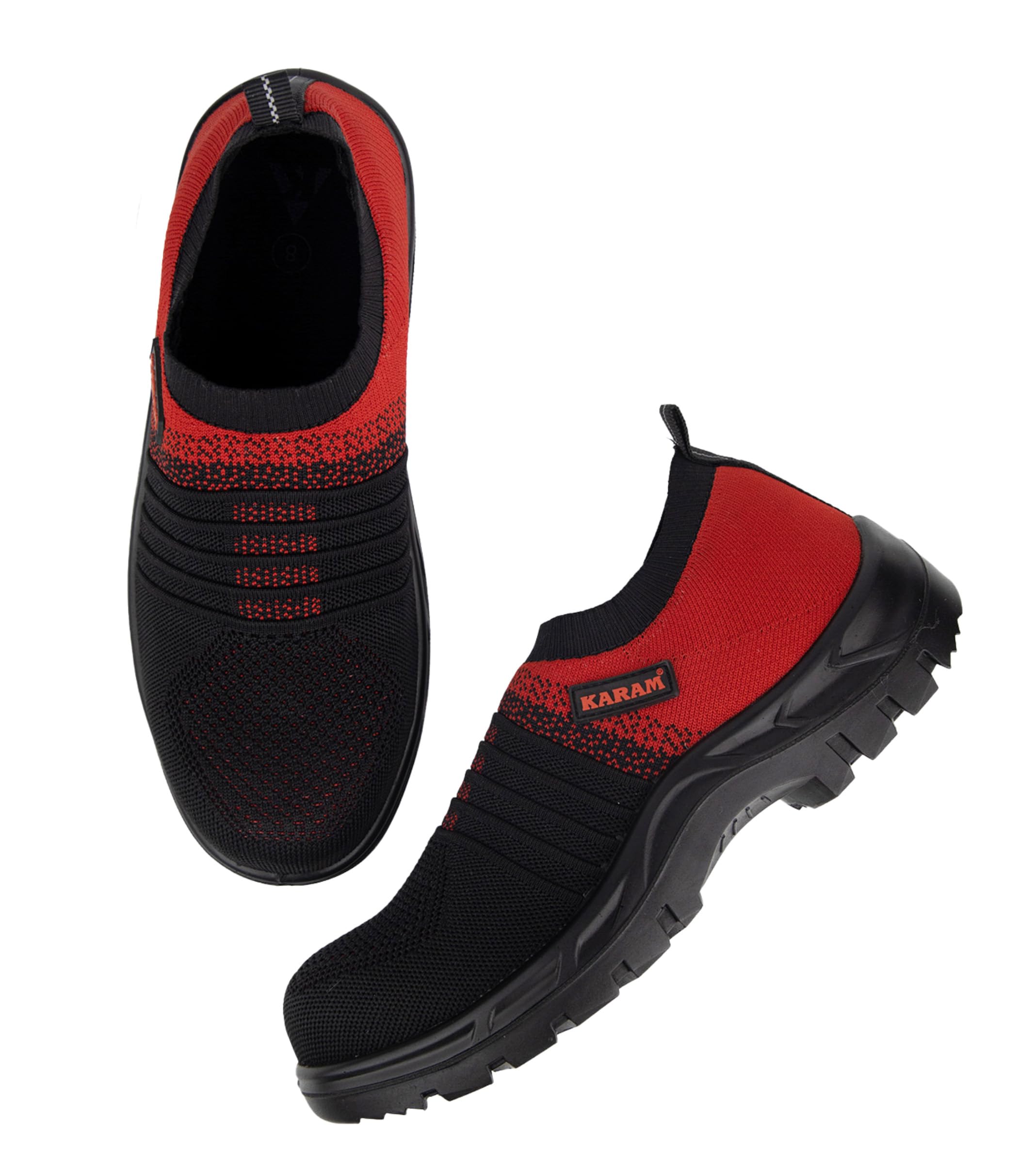 KARAM Flytex FS202 Safety Shoes for Men | Sporty Design, Lightweight with Single Density | Antistatic, Antislip, Oil & Heat Resistant with Fiber Toe | Red & Black | Size-07 4