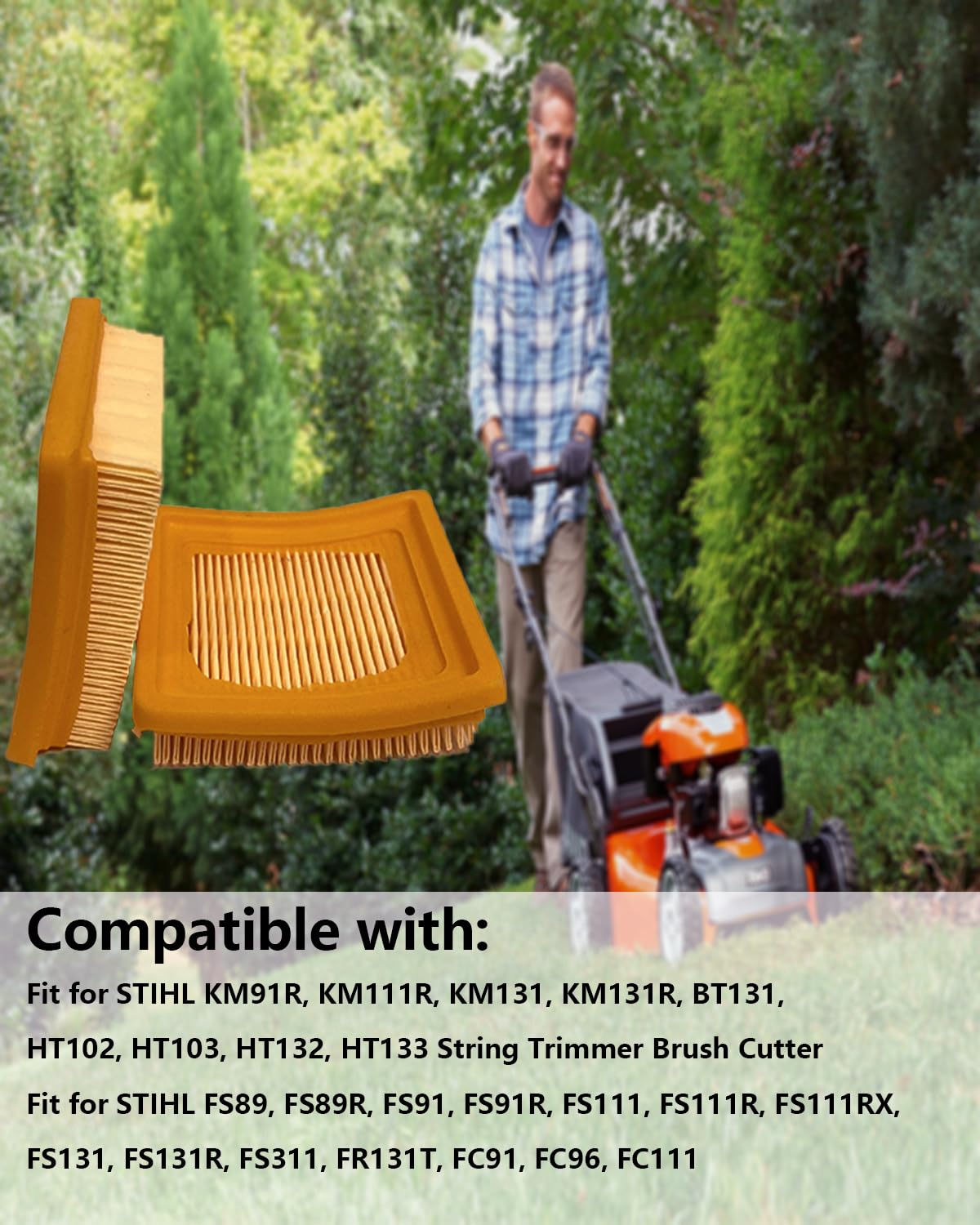 Austkokiyo 5 Pcs Air Filter Replace 4180 141 0300 Fit for Stihl KM91R KM131 FS89 FS91 FS111 FS131 FC91 FC96 FC111 String Trimmer Mowers Brushcutter 5