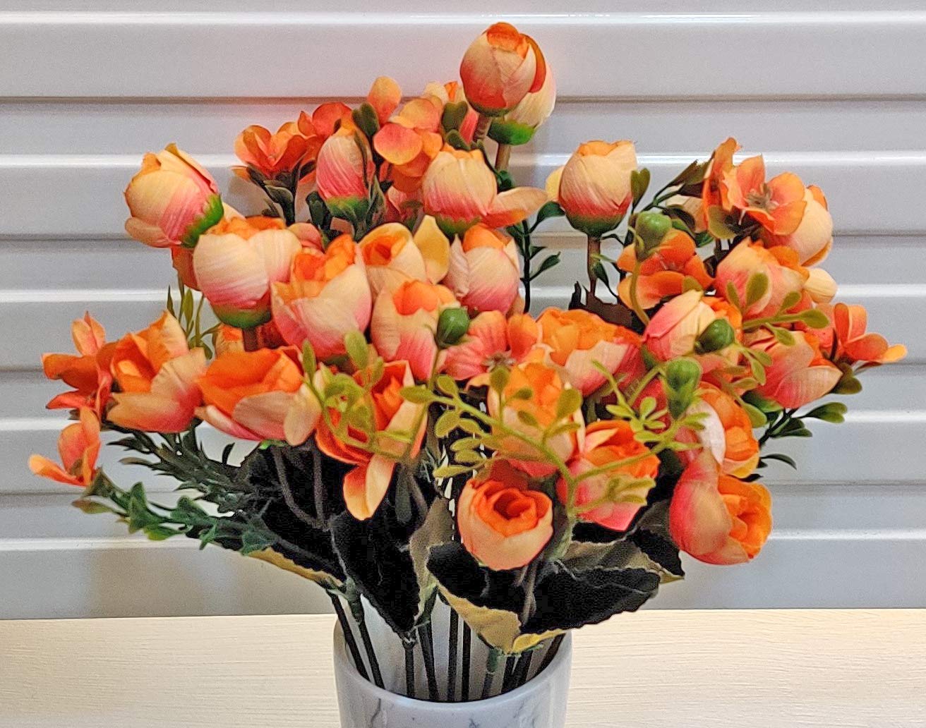 ARTSY® Artificial Flowers for Home Decoration Tulip Bunch Dry Cut Finish Small Size Bunch, Without vase, Orange, Combo, Pack of 1 Piece 2
