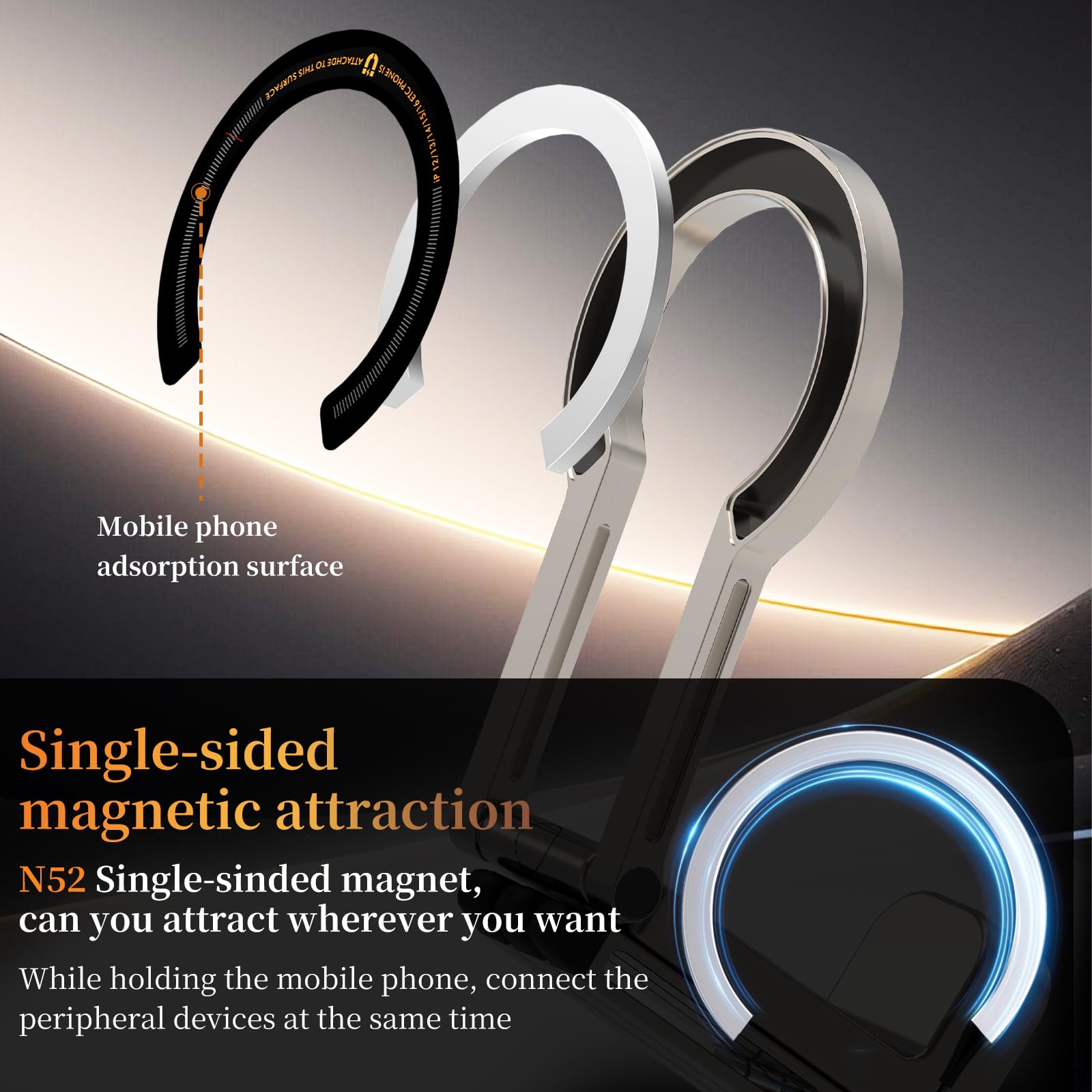 Hualele Magnetic Phone Tripod Stand for Magsafe Accessories - Mini Pocket Cell Phone Stand Strong Quick Mount Phone Holder Travel Essentials for Cell Phone Video Recording Camera Mounts, Silver 3