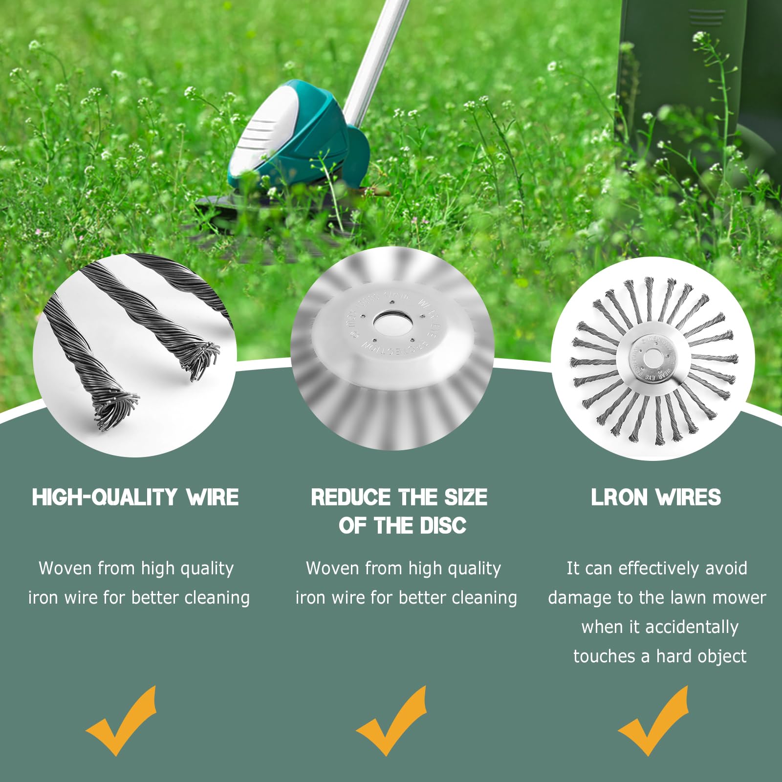 CHANGE MOORE 8 Inch Steel Wire Rotary Weed Brush Cutter Trimmer Head Weed Eater Cutter Blade with Universal Adapter Kits for String Trimmer Gardening Lawnmower Moss Grass Rust Removal Style B 5