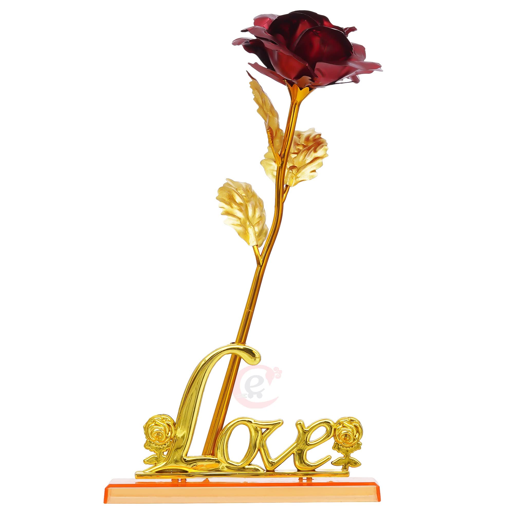 eCraftIndia Love Golden Red Rose Table Decor Valentine Gift Set Showpiece 4