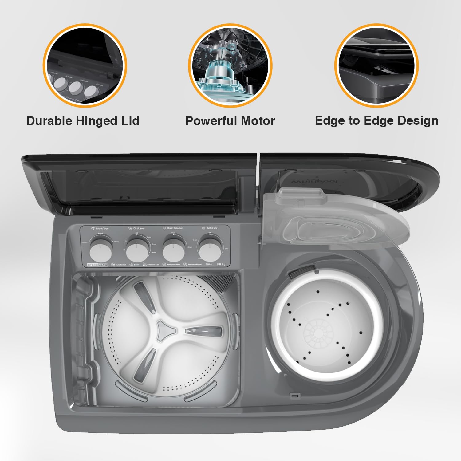 Whirlpool 9 Kg 5 Star Semi-Automatic Top Loading Washing Machine (HYDROWASH ELITE 9.0 MIDNIGHT GREY(10YR), 3D Wave Technology) 2