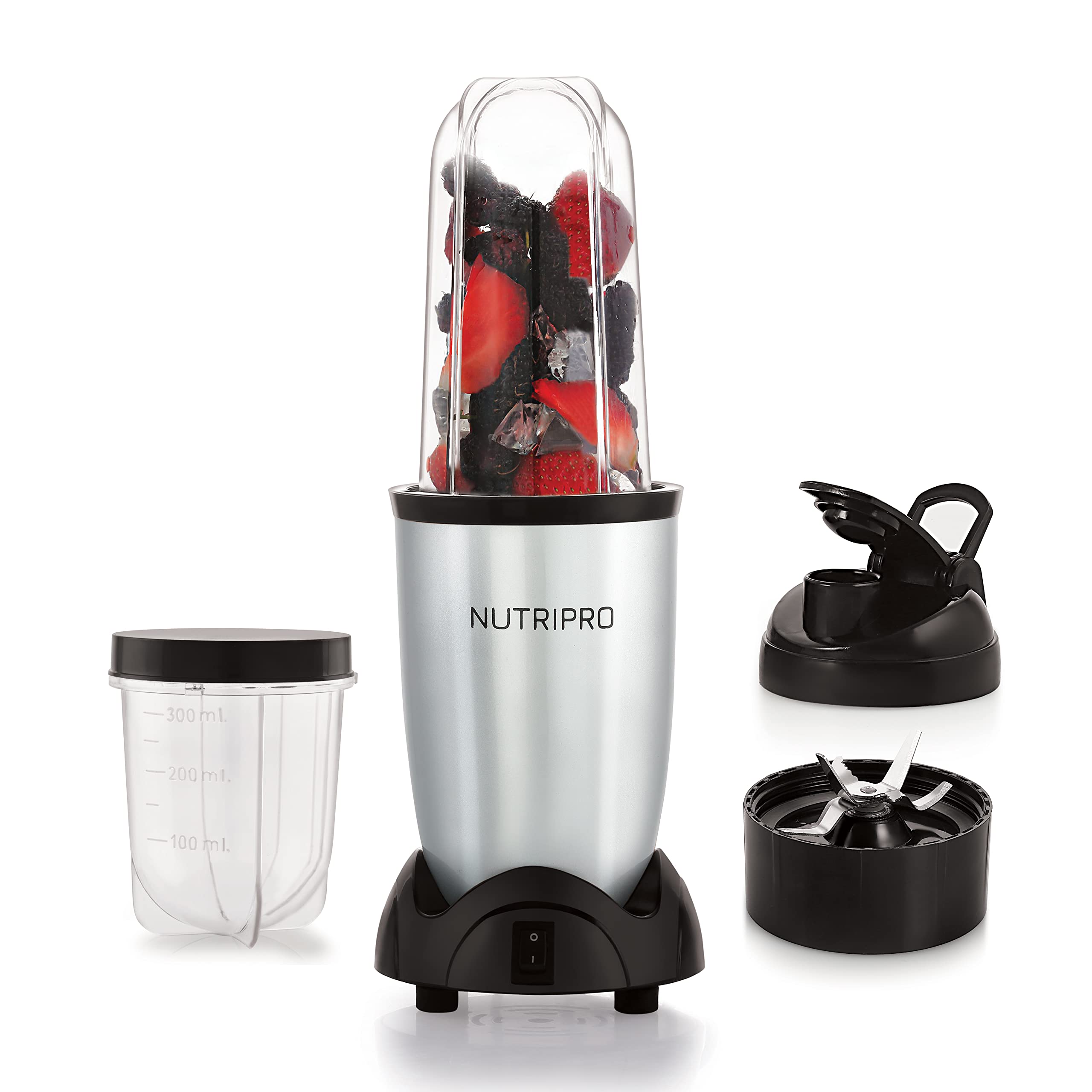 NutriPro Juicer Mixer Grinder - Smoothie Maker - 500 Watts (2 Jars, Silver)ABS 1