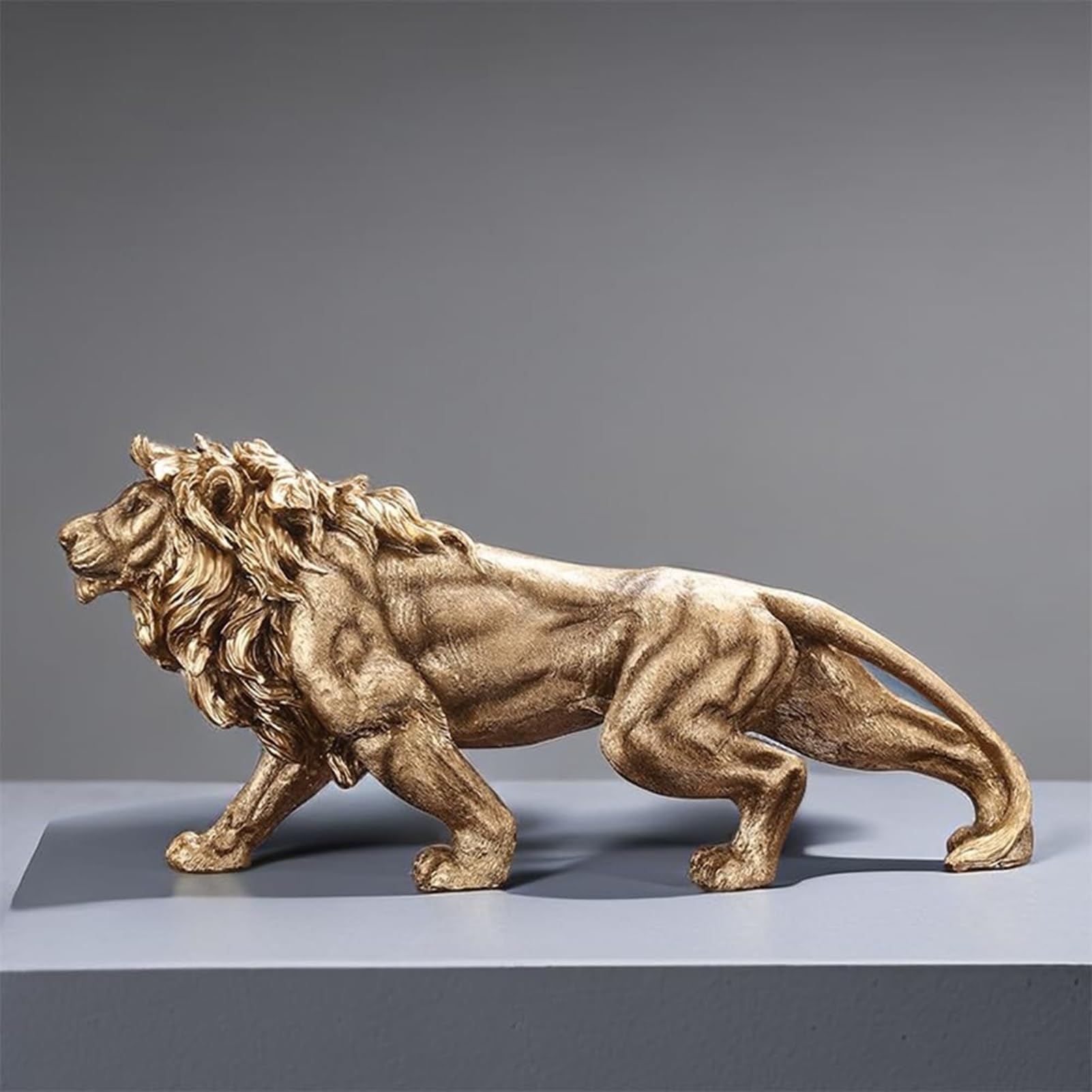 DUOAZJL Art Statue - 15 Inch Strong Lion Statue Figurine Sculpture Resin Collectible Gifts for Lion Lover Office Home Decor Desk Accessories Decoration Garden Figurines Outdoor Decor 6