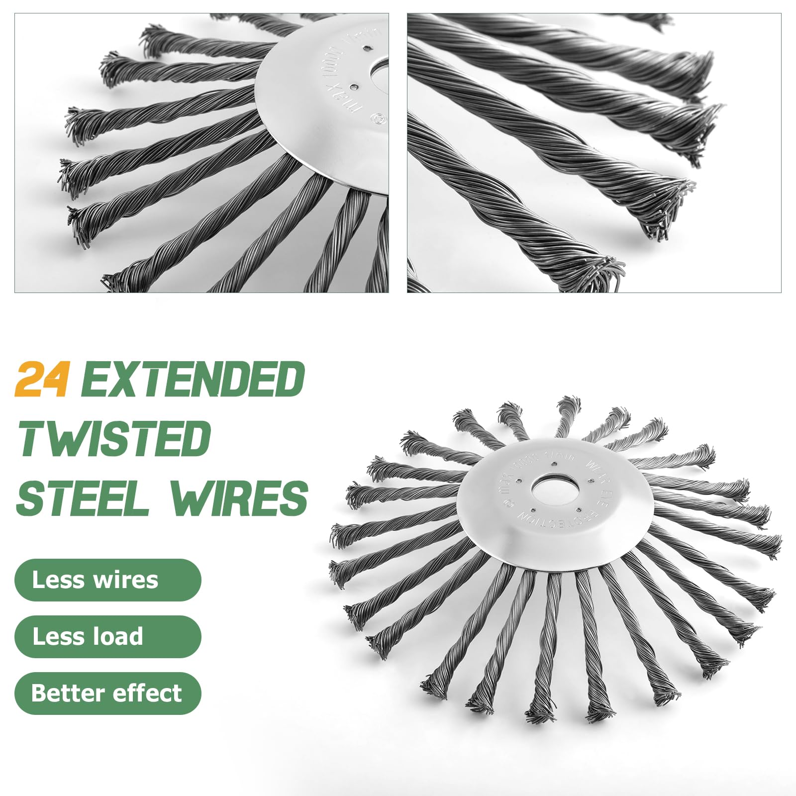 CHANGE MOORE 8 Inch Steel Wire Rotary Weed Brush Cutter Trimmer Head Weed Eater Cutter Blade with Universal Adapter Kits for String Trimmer Gardening Lawnmower Moss Grass Rust Removal Style B 3
