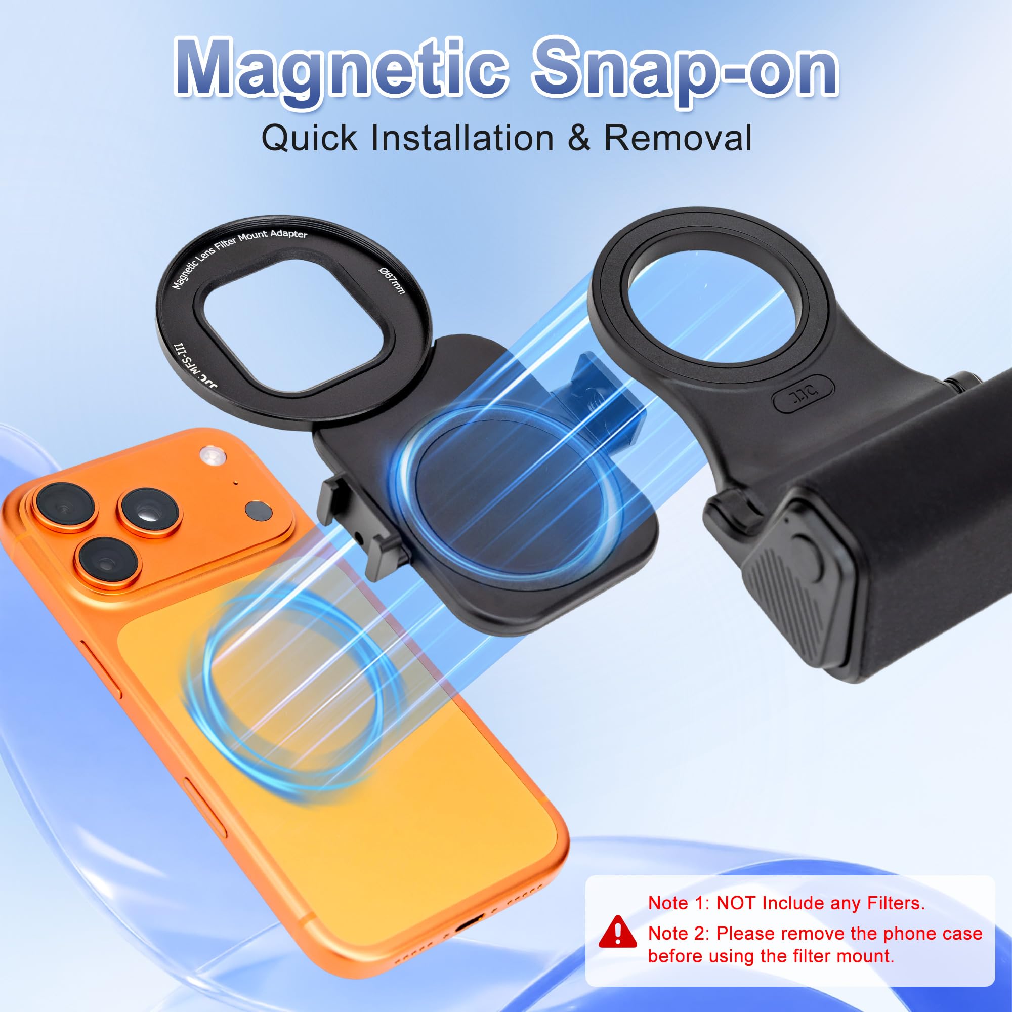 Upgraded 67mm Magnetic Phone Lens Filter Mount with Phone Camera Grip Kit for iPhone 17 Air 16 15 Pro Max,Filter Adapter Set w Cold Shoe & 1/4'' Hole Pull-Out to Fit Pro Max Plus(No Filters Include) 3