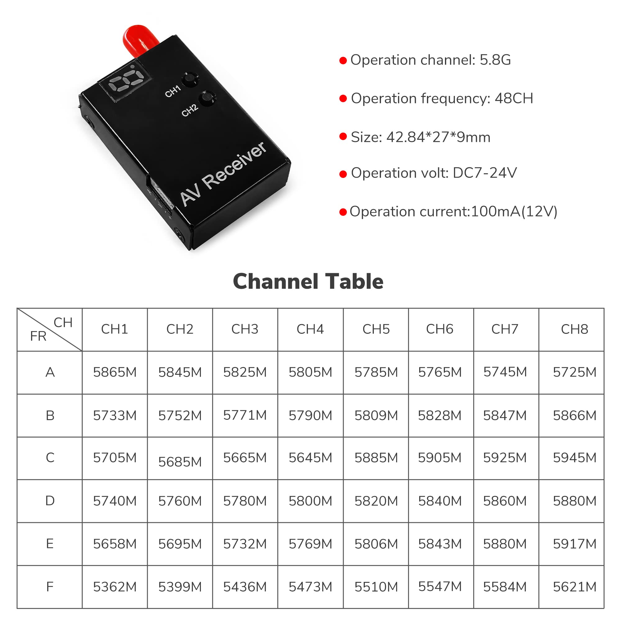 Radiolink 5.8G 48CH Wireless Image Transmission Receiver&5.8G OSD Camera for RC8X Transmitter FPV Display 6