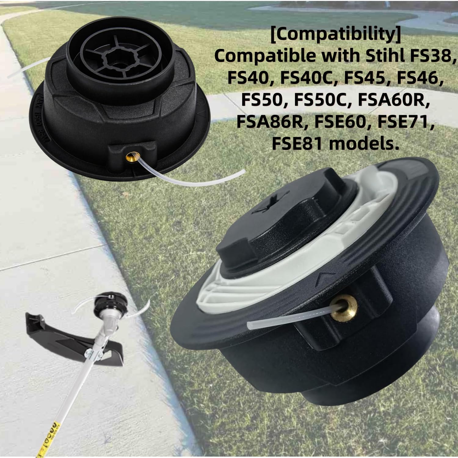 HHLZDHH 3 - Pack C6-2 Trimmer Head for Stihl FS38 FS40 FS40C FS45 FS46 FS50 FS50C FSA60R FSA86R FSE60 FSE71 FSE81 Easy Loading Lawn Mower Garden Tool Accessories 3