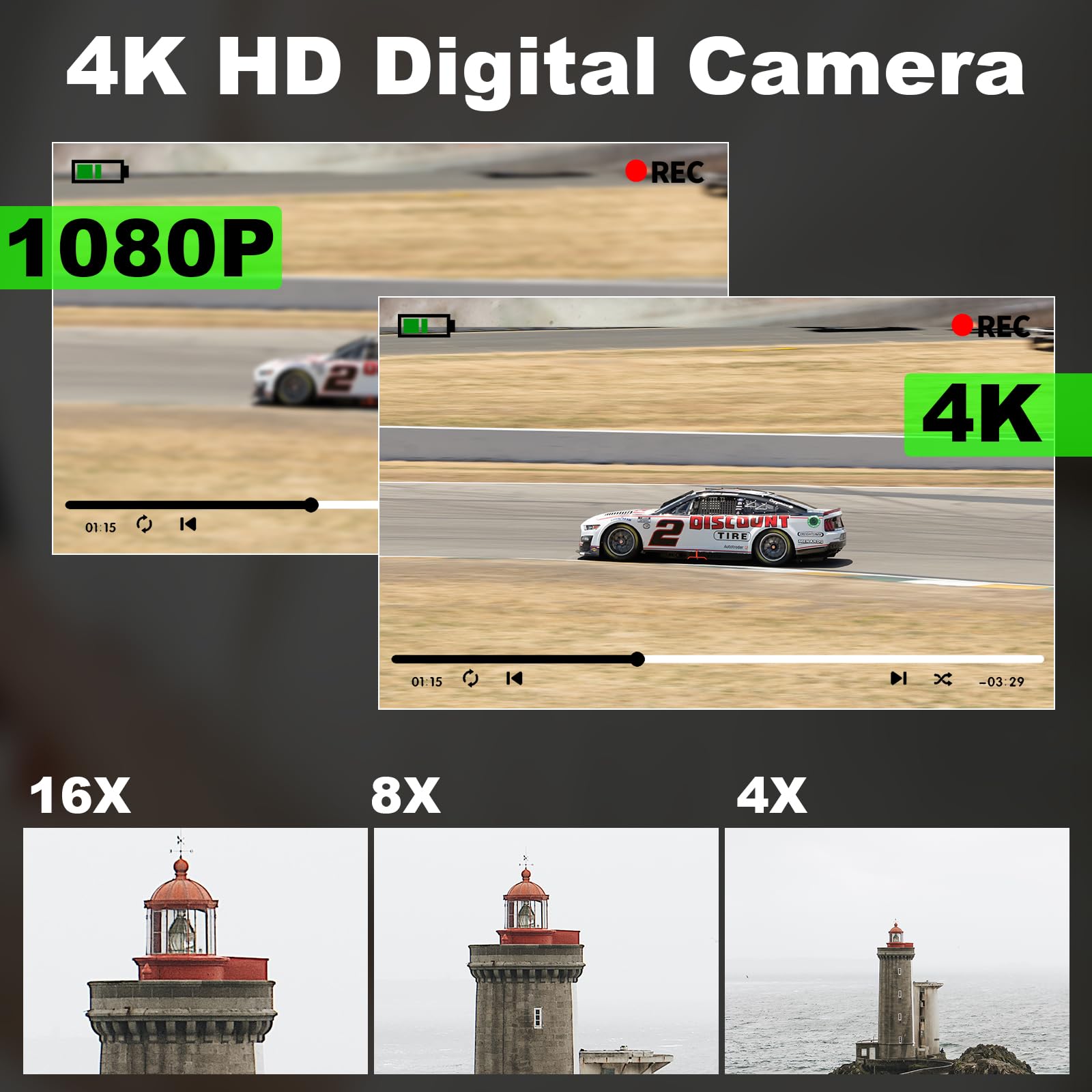 Digital Camera for Photography 48MP 30FPS Vlogging Camera for YouTube with 16X Digital Zoom 3 inch 180° Flip Screen 52mm Wide-Angle Lens & Macro Lens, 32G Micro Card 6
