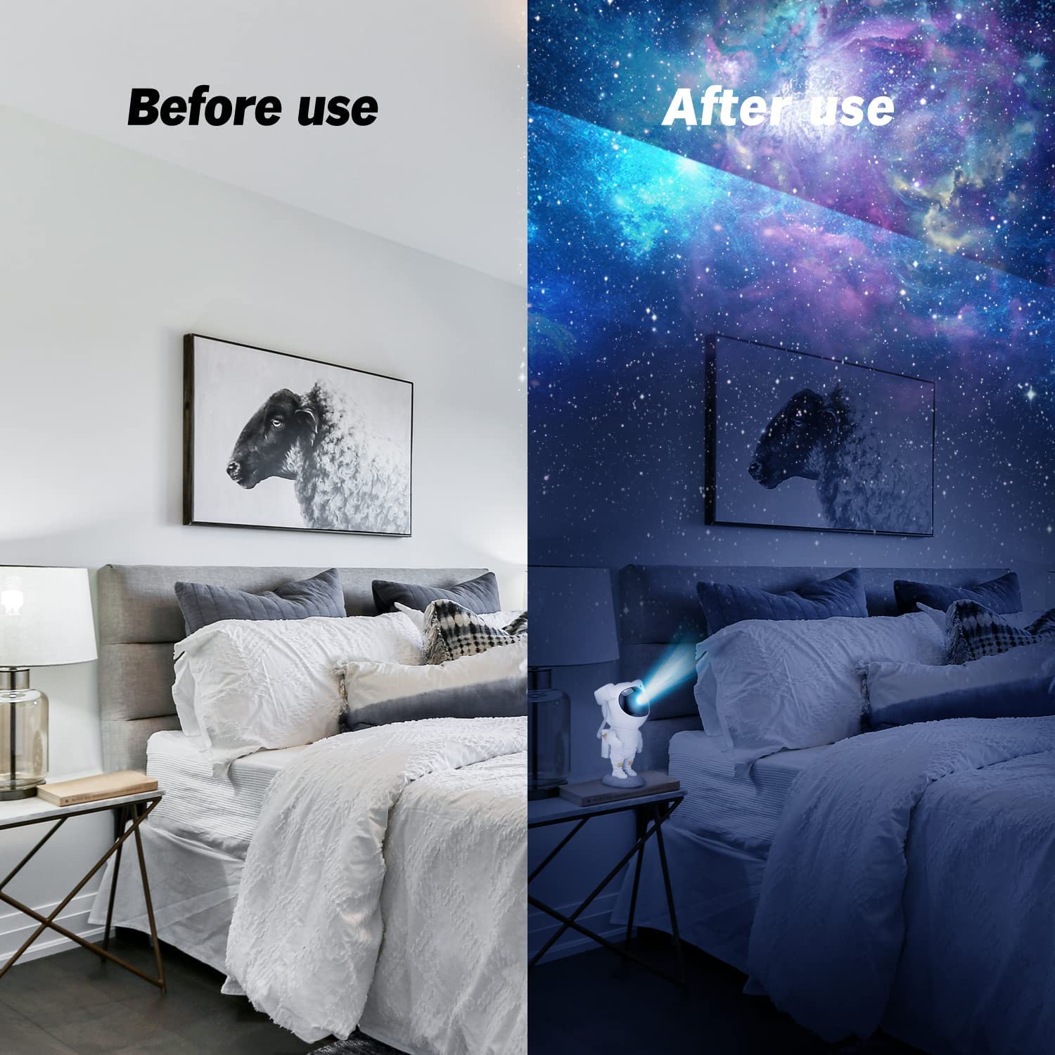 MELVIS Astronaut Galaxy Projector Night Light | 360° Rotating Nebula Star Projector with Remote, Timer & Adjustable Head | Space Lamp for Kids Bedroom, Gaming Room, Home Décor & Gift 3