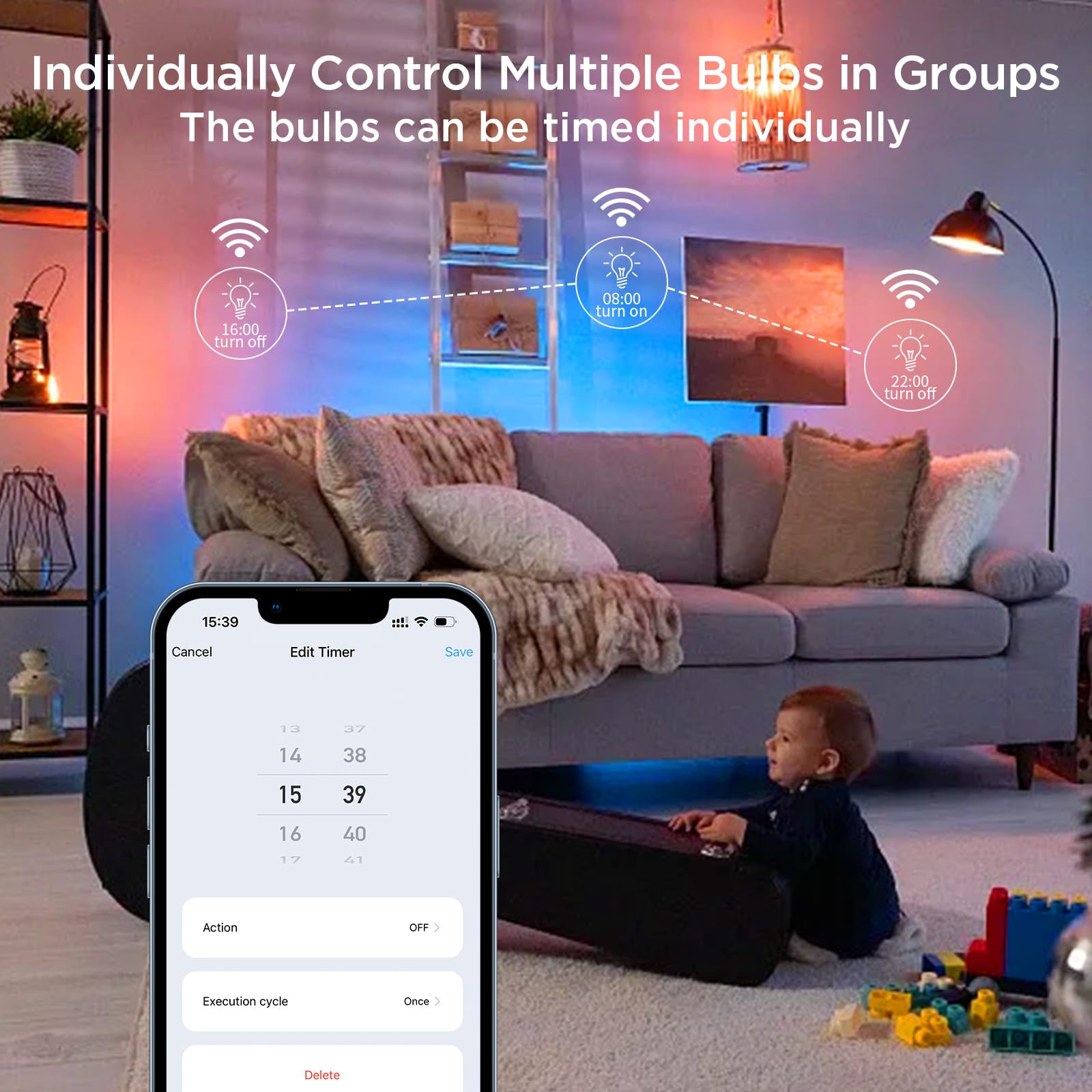 I-SHUNFA Wi-Fi RGBCW Smart G9 LED Bulbs,Compatible with Alexa/Google Home,Multicolour Dimmable,2700K-6500K,AC 120V 4W,400LM Brightness Adjustable 1%-100%,with Musical Rhythm LED Light Bulb,3 Pack 5